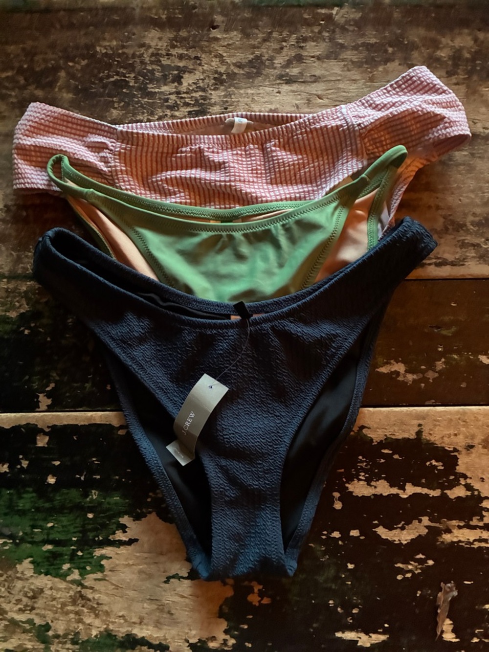 J.Crew 3-BUNDLE!! Pink Stripe, Navy Blue, and Green Bikini Bottoms